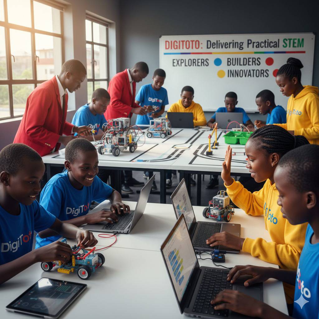 Children learning IoT, coding and programming at DigiToto Nairobi